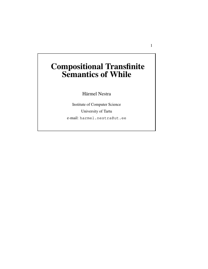 compositional transfinite semantics of while