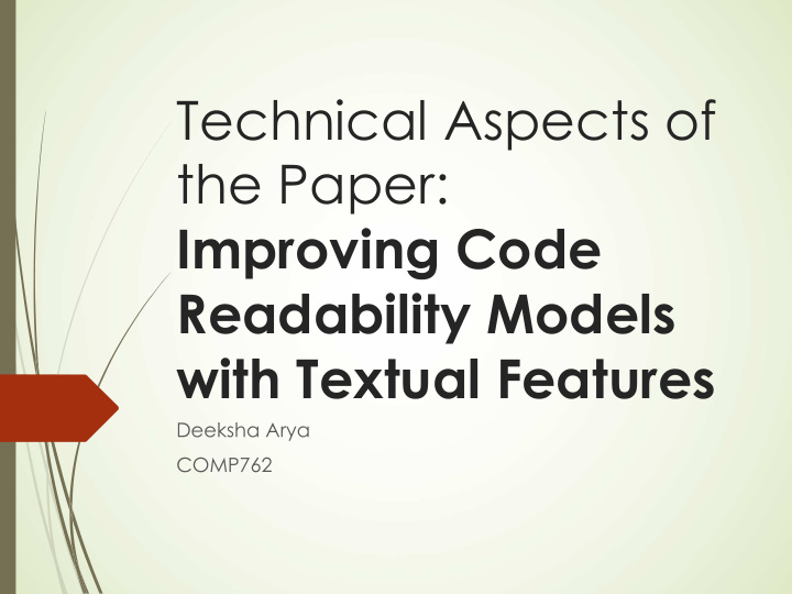 technical aspects of the paper improving code readability