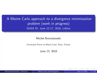 A Monte Carlo approach to a divergence minimization  problem (work in progress)  IGAIA IV, June