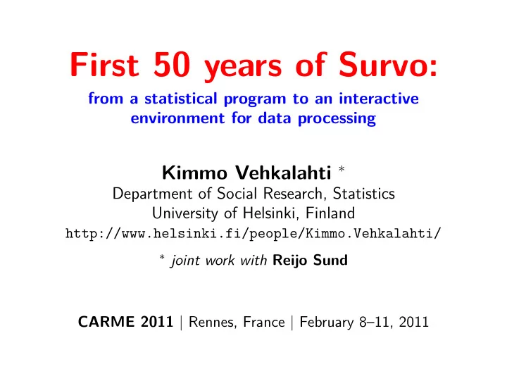 first 50 years of survo