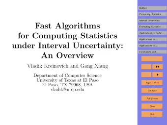Fast Algorithms  Estimating Statistics . . .  Applications to Radar . . .  for Computing Statistics
