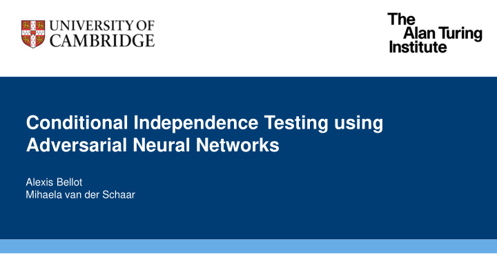 conditional independence testing using adversarial neural