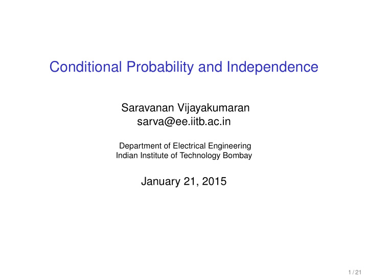 conditional probability and independence
