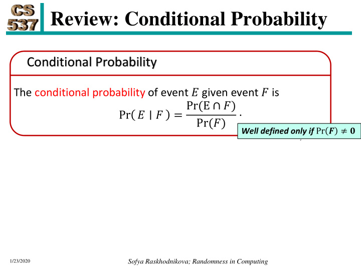 review conditional probability