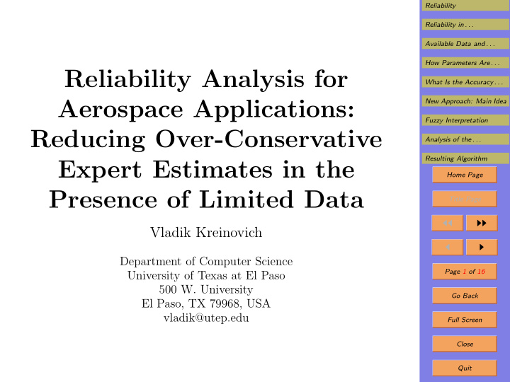 reliability analysis for