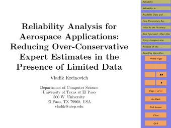 Reliability Analysis for  What Is the Accuracy . . .  Aerospace Applications:  New Approach: Main