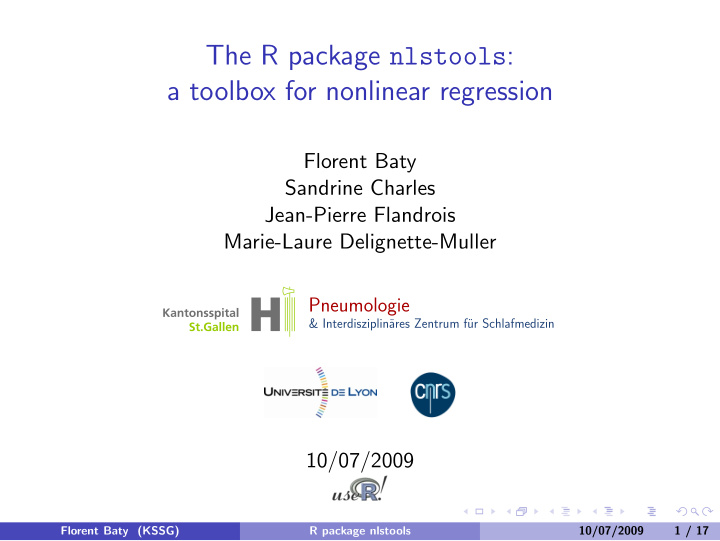 the r package nlstools a toolbox for nonlinear regression