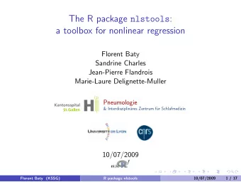 The R package nlstools :  a toolbox for nonlinear regression  Florent Baty  Sandrine Charles
