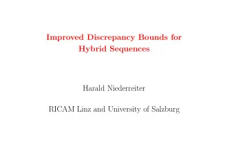 Improved Discrepancy Bounds for  Hybrid Sequences  Harald Niederreiter  RICAM Linz and University