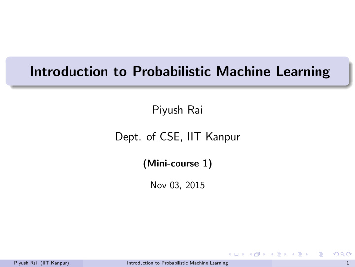 introduction to probabilistic machine learning