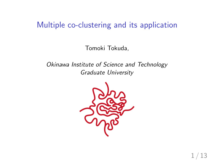 multiple co clustering and its application