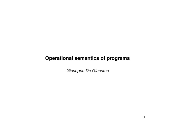 operational semantics of programs