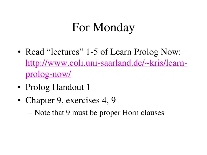 for monday