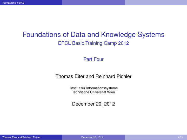 foundations of data and knowledge systems