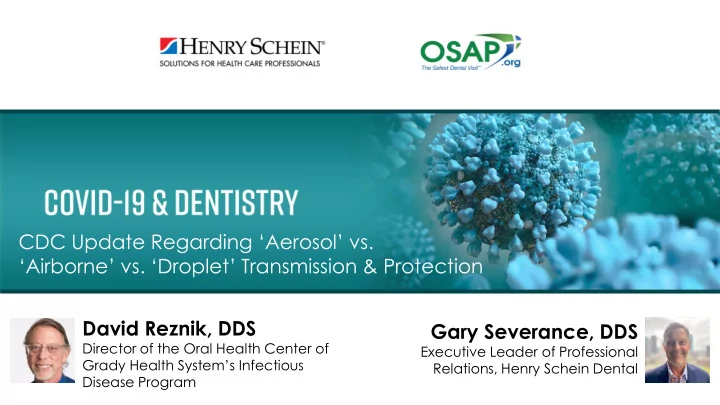 cdc update regarding aerosol vs