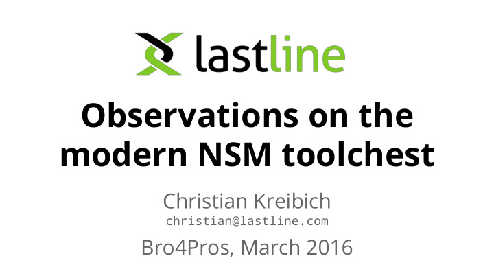 observations on the modern nsm toolchest