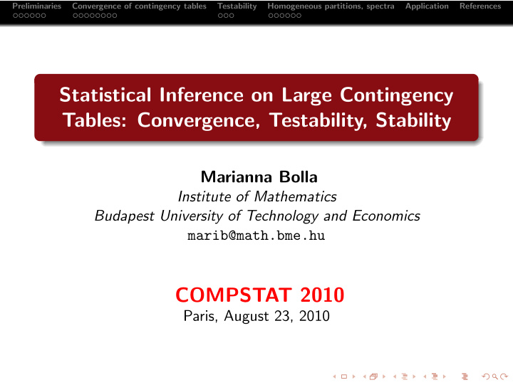 statistical inference on large contingency tables