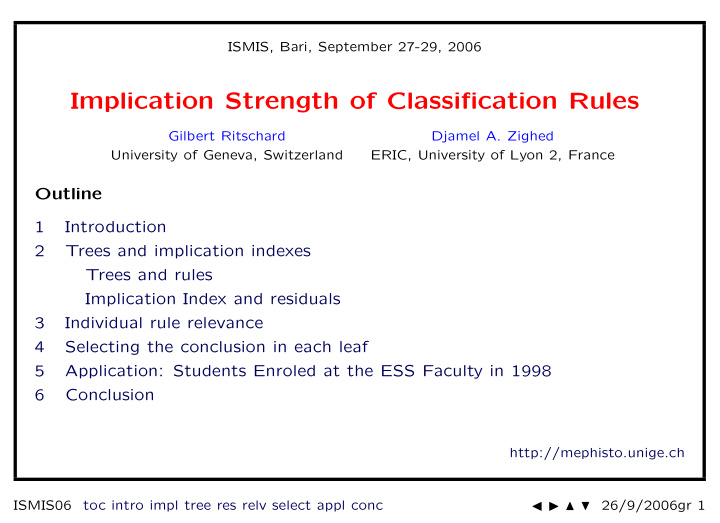 implication strength of classification rules