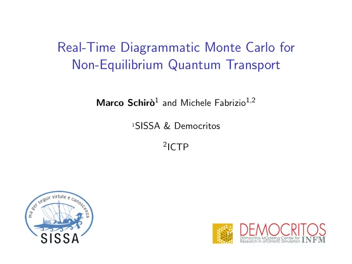 real time diagrammatic monte carlo for non equilibrium