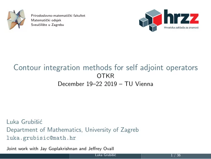 contour integration methods for self adjoint operators