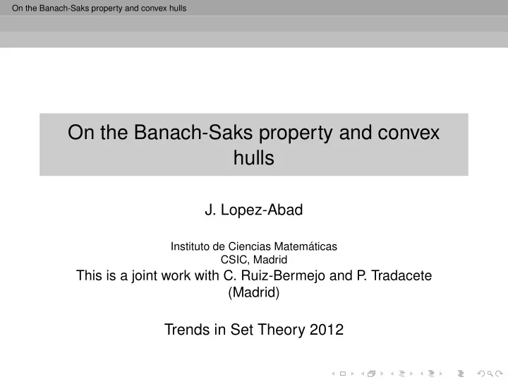on the banach saks property and convex hulls