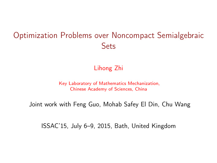 optimization problems over noncompact semialgebraic sets
