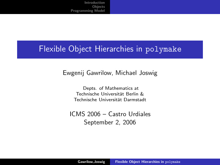 flexible object hierarchies in polymake