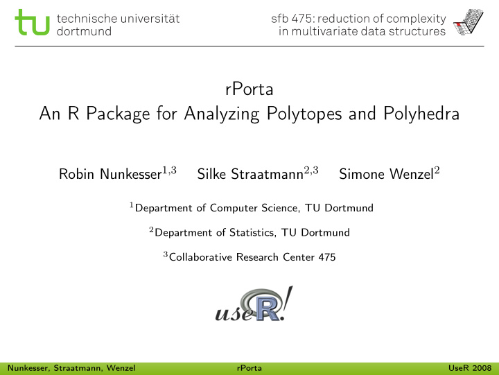 rporta an r package for analyzing polytopes and polyhedra