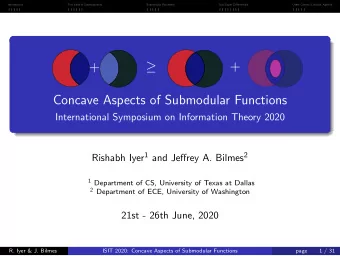 +  +  Concave Aspects of Submodular Functions  International Symposium on Information Theory