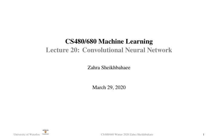 cs480 680 machine learning lecture 20 convolutional