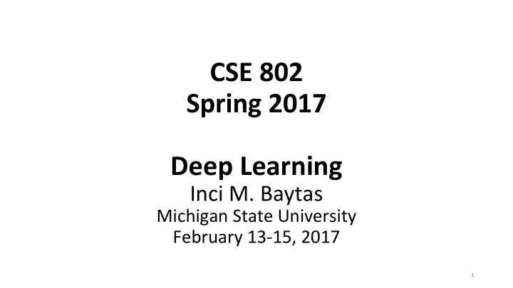 cse 802 spring 2017 deep learning