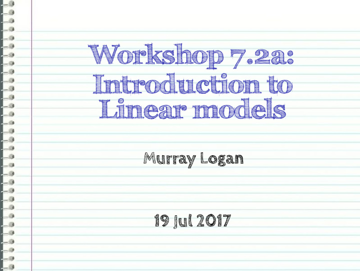workshop 7 2a introduction to linear models