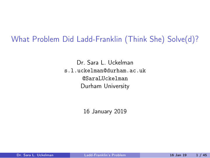 what problem did ladd franklin think she solve d