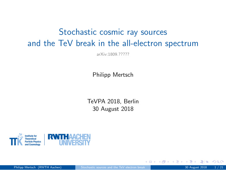 stochastic cosmic ray sources and the tev break in the