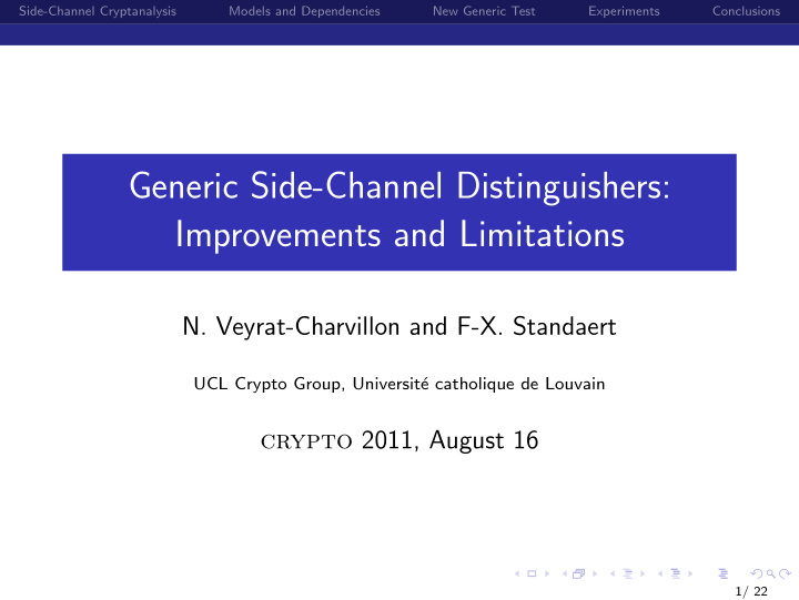 generic side channel distinguishers improvements and