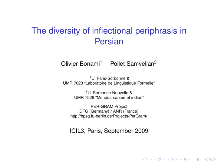 the diversity of inflectional periphrasis in persian