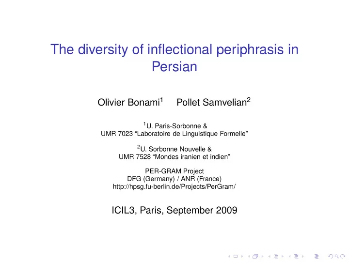 the diversity of inflectional periphrasis in persian