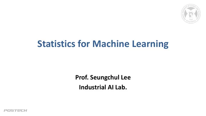 statistics for machine learning