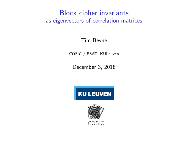 block cipher invariants