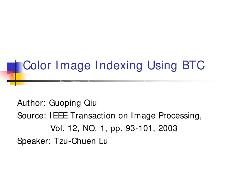 color image indexing using btc