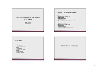 Program  an analysis workflow  Day 1.    Basic functionality of Chipster (Eija)  Microarray