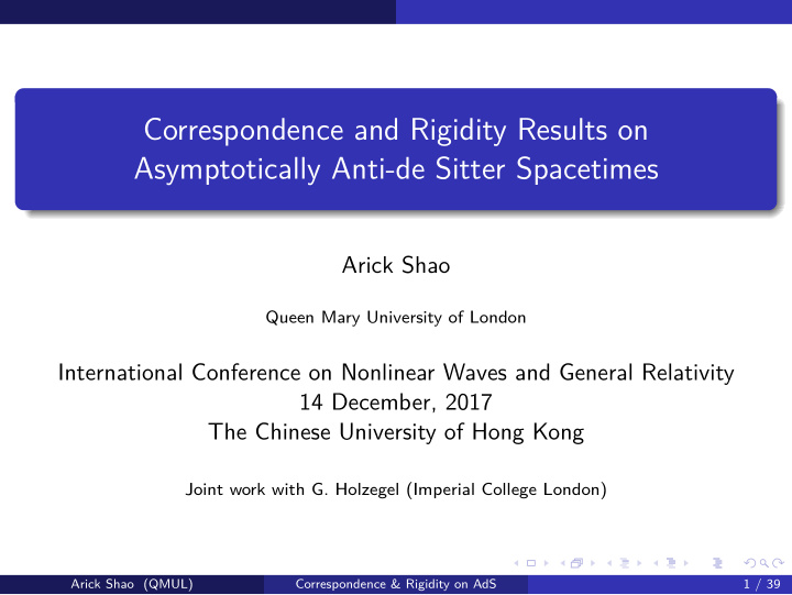 correspondence and rigidity results on asymptotically