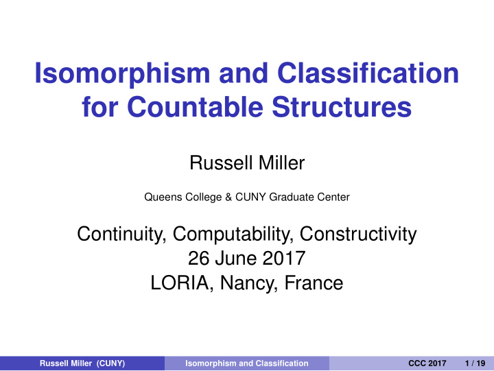isomorphism and classification for countable structures