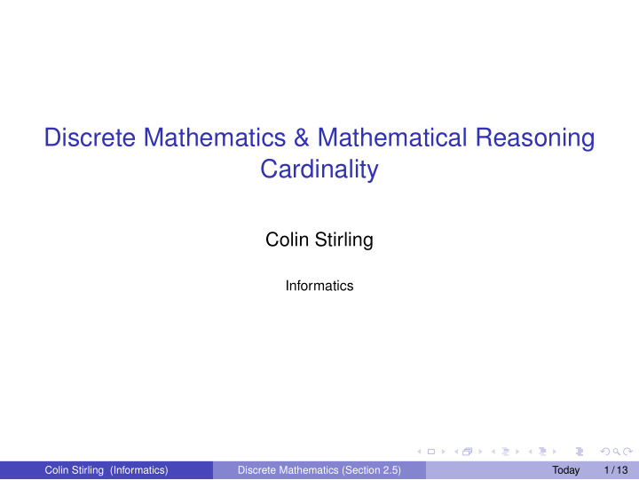 discrete mathematics mathematical reasoning cardinality