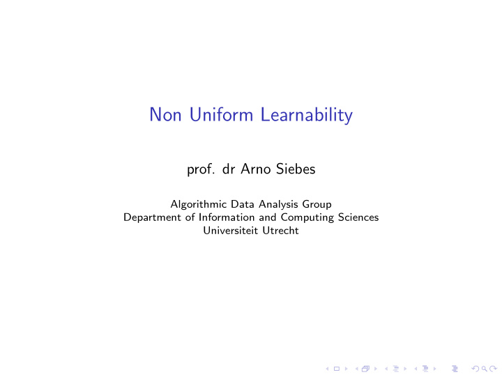 non uniform learnability