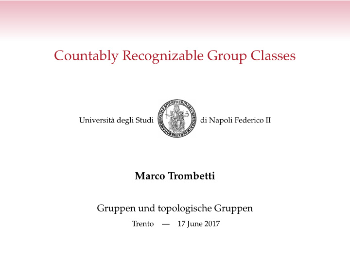 countably recognizable group classes