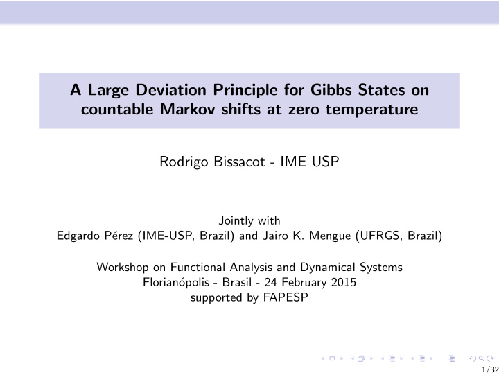 a large deviation principle for gibbs states on countable