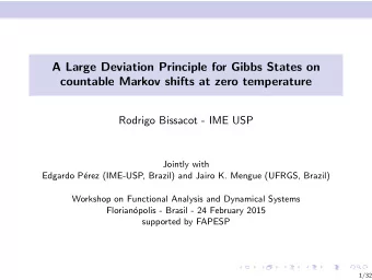 A Large Deviation Principle for Gibbs States on  countable Markov shifts at zero temperature