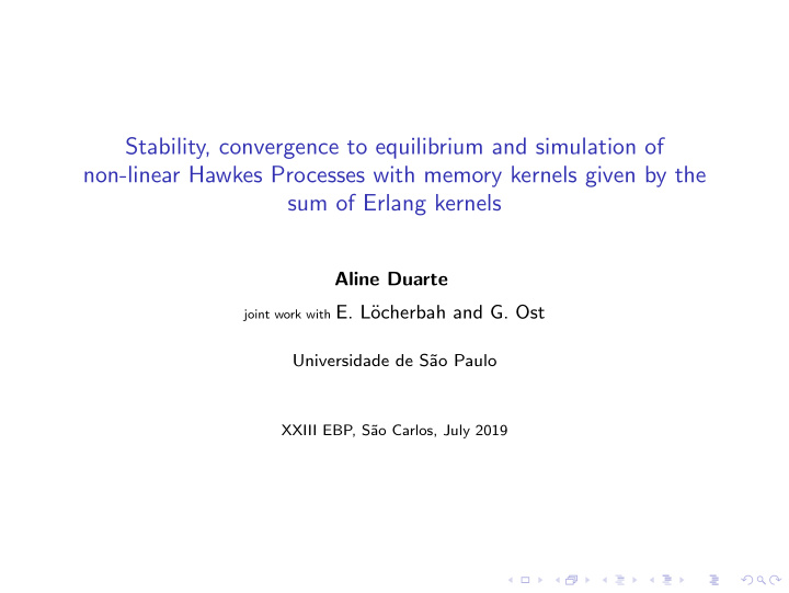 stability convergence to equilibrium and simulation of