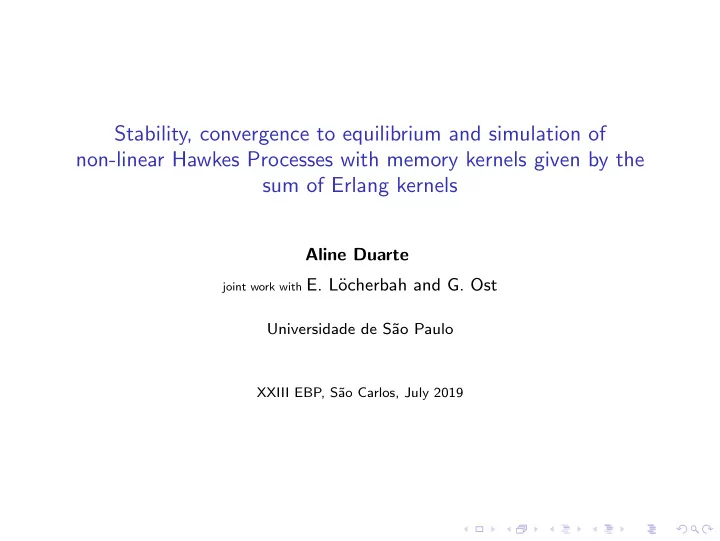 stability convergence to equilibrium and simulation of
